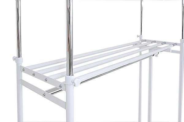 画像10: 2タイプ 突っ張り ラック クローゼット ハンガーラック つっぱり 棚１段 ワイド スーパーワイド ホワイト / walk in closet hanger / つっぱり 棚 翌日 つっぱり 棚 布団収納 吊り下げ収納ハンガー ワードーロープ 幅 45cm 一人暮らし 【時間指定OK】