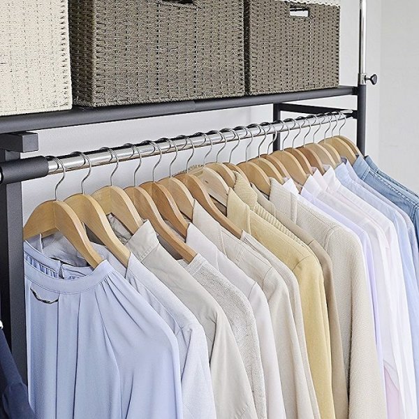 画像7:  突っ張り ツッパリ クローゼット ハンガーラック 奥行３０cm  ハイタイプ/ワイド カラー3色 【奥行30cm】【幅111〜200cm】【高さ218〜280cm】/ 収納 ラック 棚 クローゼット収納ラック 収納棚 ハンガーラック 収納ケース ワードローブ  吊り下げ収納 大容量 木製 オープンラック スリムラック 北欧 押入れ 引き出し 押入れ