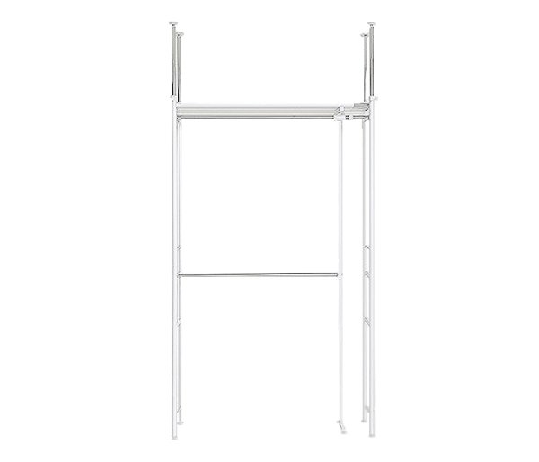 画像9: 2タイプ 突っ張り ラック クローゼット ハンガーラック つっぱり 棚１段 ワイド スーパーワイド ホワイト / walk in closet hanger / つっぱり 棚 翌日 つっぱり 棚 布団収納 吊り下げ収納ハンガー ワードーロープ 幅 45cm 一人暮らし 【時間指定OK】