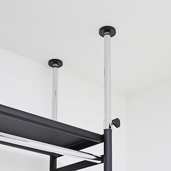 画像11: 突っ張り ツッパリ クローゼット ハンガーラック (奥行30cm)  ロータイプ スーパーワイド カラー3色 【奥行30cm】【幅140〜250cm】【高さ185〜245cm】/ 収納 ラック 棚 クローゼット収納ラック 収納棚 ハンガーラック 収納ケース ワードローブ  吊り下げ収納 大容量 木製 オープンラック スリムラック 北欧 押入れ 引き出し 押入れ