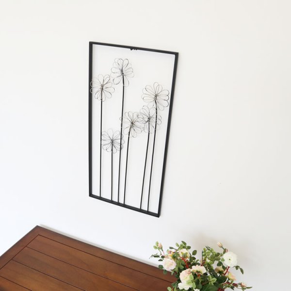 画像2: ウォールアート パネル ワイヤー花 ウォールデコレーション 壁掛け 壁飾り フラワー 花 インテリア 壁 アートパネル 北欧 雑貨 リビング おしゃれ モダン 装飾  ウォールデコレーション シンプル ウォールアート 壁デコ  アートボード インテリア雑貨 壁面装飾