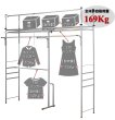 画像3: 突っ張り ツッパリ クローゼット ハンガーラック ワイド 【奥行53cm】【幅195〜273.5cm】【高さ207〜265cm】 / 収納 ラック 棚 クローゼット収納ラック 収納棚 ハンガーラック 収納ケース ワードローブ  吊り下げ収納 大容量 木製 オープンラック スリムラック 北欧 押入れ 引き出し 押入れ (3)